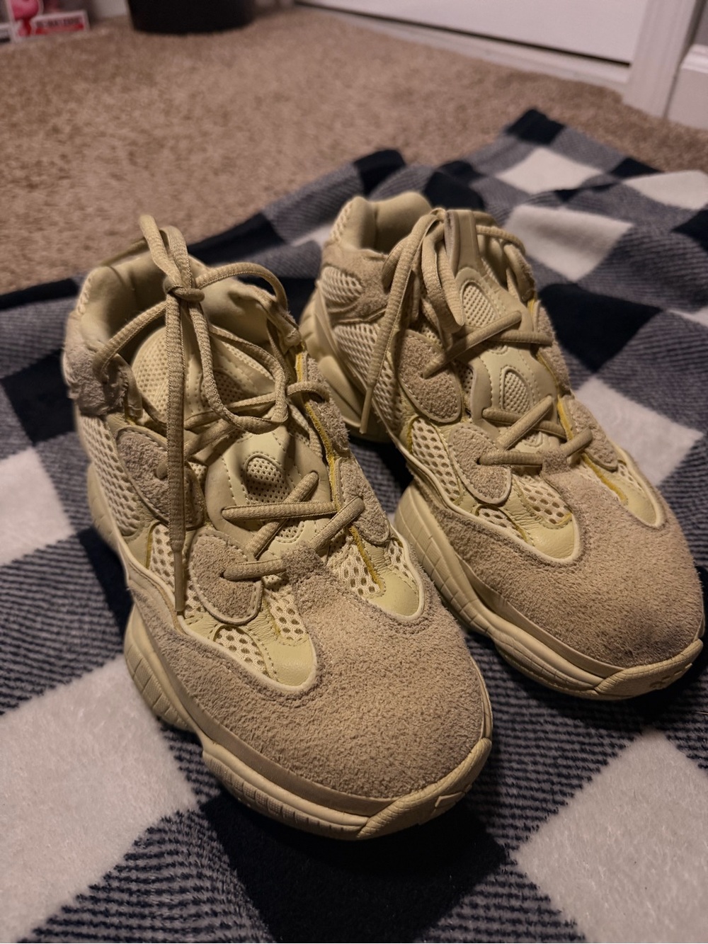 Kids Neutral Tan Suede Mesh Athletic Sneakers - WOMENS 8